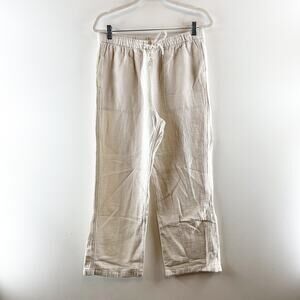 Calvin Klein Pull On Drawstring Waist Wide Leg Lounge Pants Beige Medium